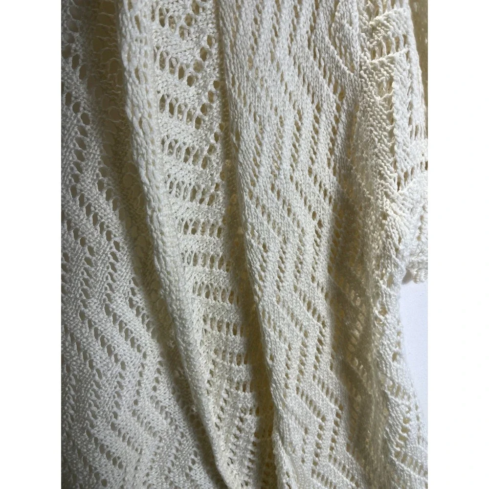Boho Lightweight Crochet Jenny‎ Womens Cardigan Cotton Blend L Ivory